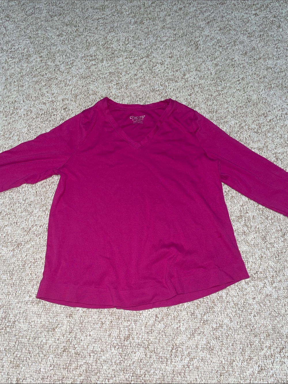 Chico’s Women's Half Sleeve V-Neck Top - Fuchsia